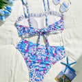 Ruffle Floral Printe Bikini Set Women Swimsuit Two-Piece | SAMAG