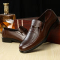 Men Leather Shoes Business Shoes Round Toe Dress Shoes Party Wedding Shoe High Quality Casual Men Loafers Work Slip-On Flat Shoe