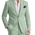 Men's 2 Pieces Linen Suits Casual Lightweight Summer Beach Groom Wedding Suit Linen Blazer Pants Set
