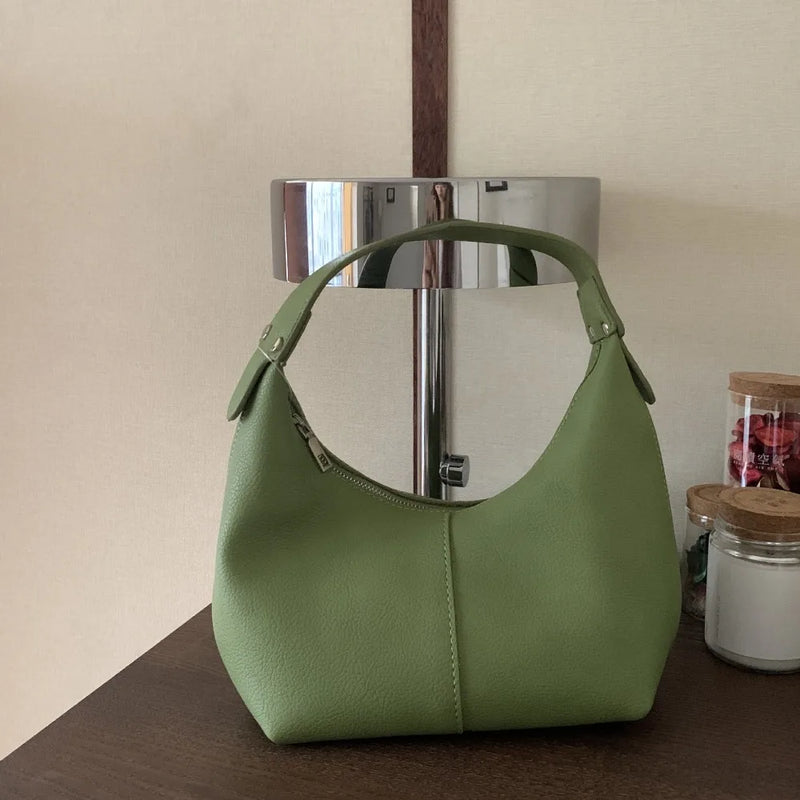 Fashion Large Capacity PU Hobo Bag Korean Style Solid Color Shoulder Bag Handbag Fashion Design French Style Handbag Outdoor