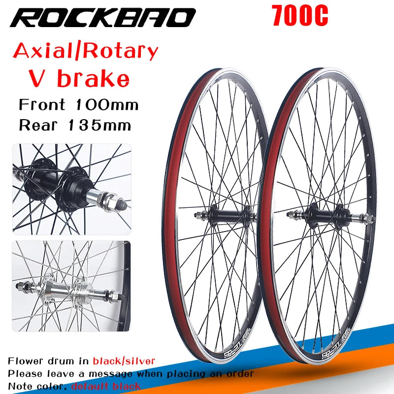 700C Road Bike Wheelset Parts V Brake 32H  100X135mm Double Layer Aluminum Alloy 2Bearing Hub Bicycle Wheel ROCKBAO