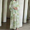 Horetong Muslim Abaya Robe Women Marble Print Chiffon V | SAMAG