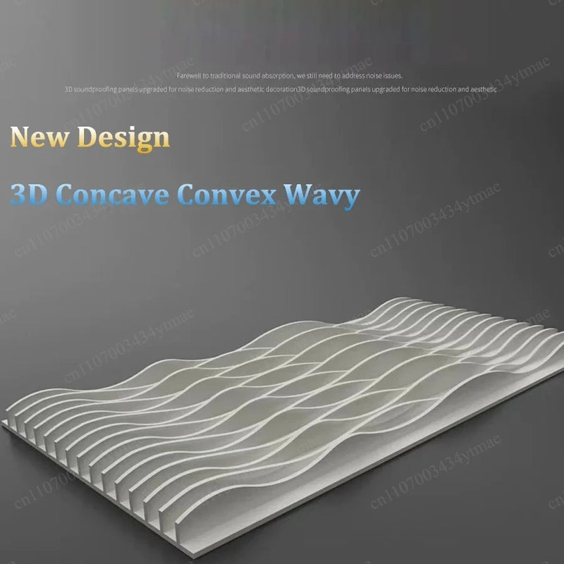 120x60cm 3D Wavy Soundproof Panels Self Adhesive Polyester Fiber Concave Convex Acoustic Insulation Wall Boards 2 Pieces