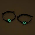 Handmade Braided Couple Bracelets Sun Moon Themed Glow In The Dark Glass Bead Adjustable Rope Wrist - Visuel 4 | SAMAG