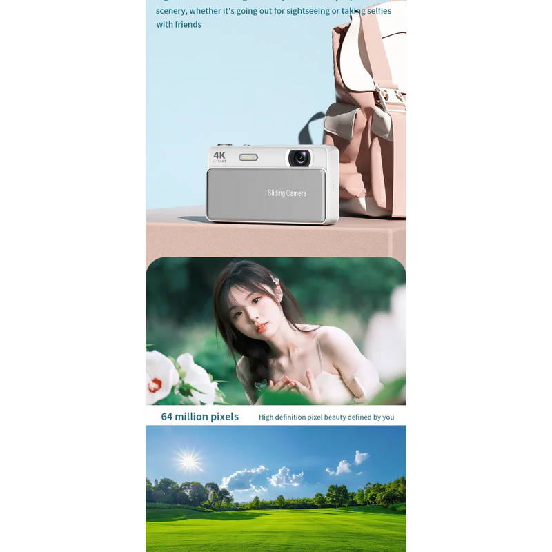 4K CCD Retro Digital Camera Portable Camera 13 Million Pixels Auto Focus Entry-level Camera Dual Camera Flash Student CCD