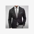 Casual Plaid Jacket Men Straight Leg Coat Green Youth Single Button Suit Collar Cotton Polyester Multi Pocket Grey Thickened ...