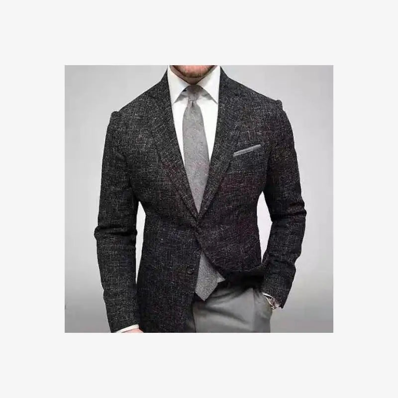 Casual Plaid Jacket Men Straight Leg Coat Green Youth Single Button Suit Collar Cotton Polyester Multi Pocket Grey Thickened ...