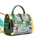 Women Boston Bag Printed Pattern Handbag Large Capacity Shoulder Crossbody Bag Double Zipper Half Cover Style Top Handle Bag
