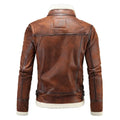 Winter Men Fleece-Lined Thicken Fur Integrated Leather New Men Leather Clothing with Stand Collar Lambswool Leather Jacket