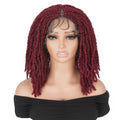 99J Burgundy Knotless Box Braided Wig Synthetic Full Lace Front Braids Wig With Baby Hair Short Bob Braided Wigs for Black Women