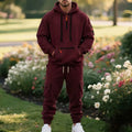 Men's Heavyweight Fleece - Lined Casual Tracksuit Set for Winter - Loose - Fit, Half - Zip, 2 - Piece - View 4 | SAMAG