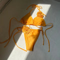 Sexy 3D flower bikinis sets triangle two pieces rose | SAMAG