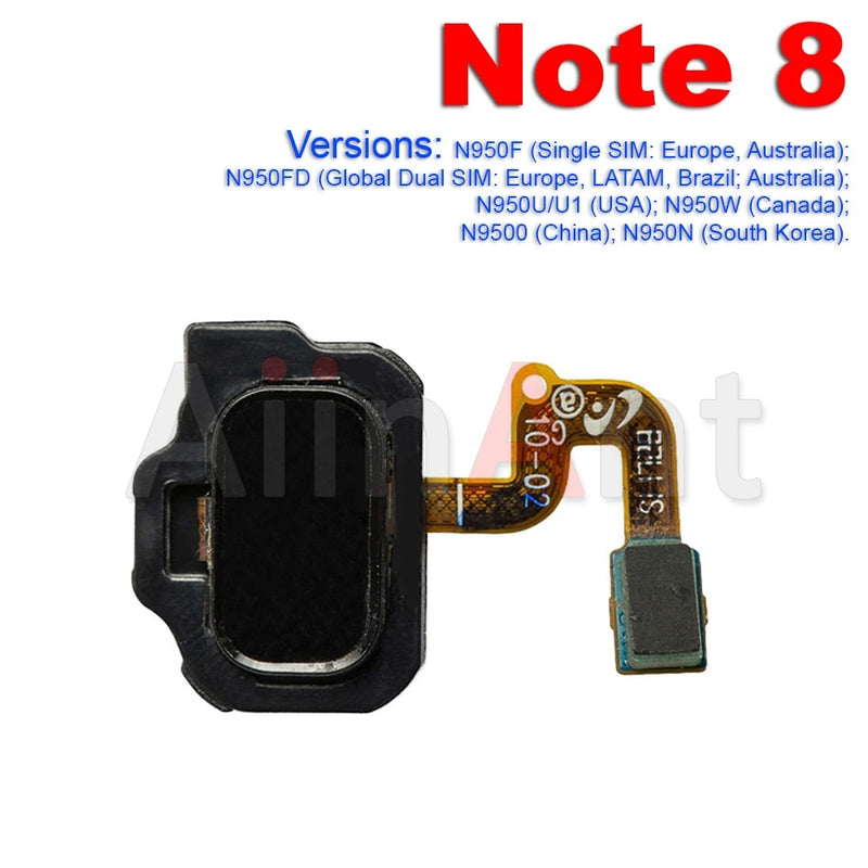Aiinant Home Button Touch ID Fingerprint Sensor Flex Cable For Samsung Galaxy Note 4 5 7 8 9 10 20 Plus Lite Ultra