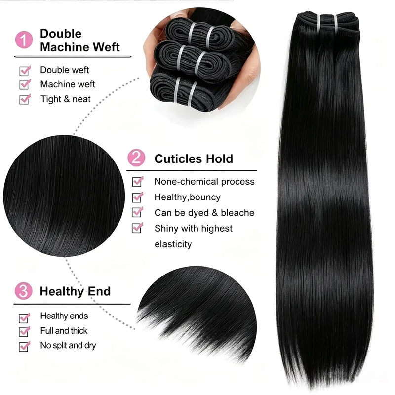 100% Human Hair Bone Straight Human Hair Bundle Natural Black 3 4 5 Bundles Remy Unprocessed Virgin Raw Human Hair Extensions