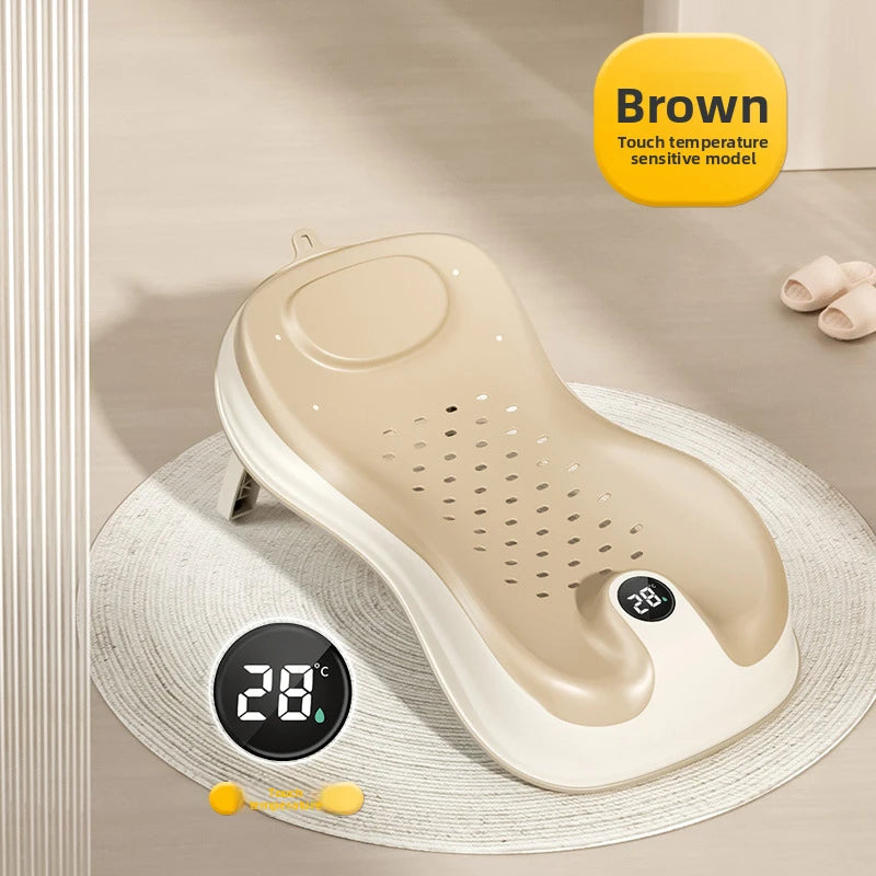 Portable Collapsible Baby Bath Tub | Smart Temperature Display | Soft Skin-Friendly Mesh for Infant Safety & Comfort