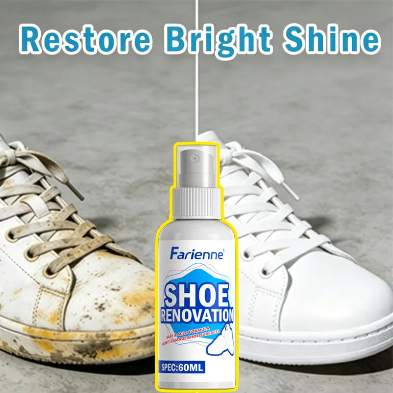 Farienne 60ml Shoe Renovation Spray Sneaker Whitening Yellowing Remover for White Shoes Cleaner Care Product