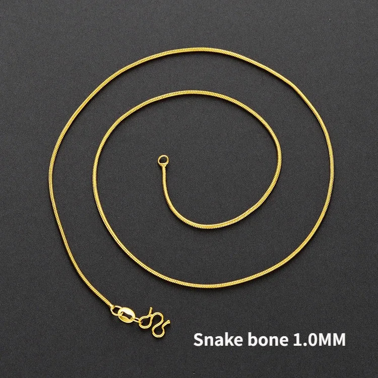 Real 14K Gold Color Necklace Chain for Women's Clavicle Chain Neck Collare for Girlfriend Fashion Birthday Jewelry Gift Not Fade