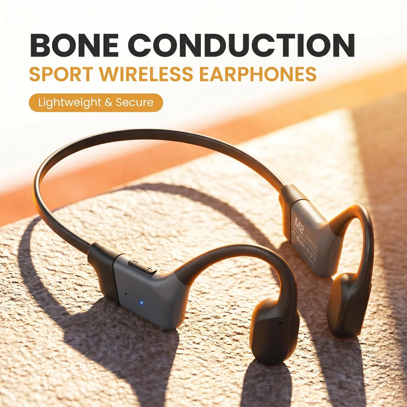 2026 New Bluetooth 5.3 Bone Conduction Headphones Open-Ear Wireless Earphones, 20H Long Battery ENC Mic, Lightweight Sweatproof for Running