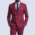 Fashion New Men's Leisure Boutique Business Banquet Solid Color Wedding Double Breasted Slim Fit Suit Blazers Jacket Pants
