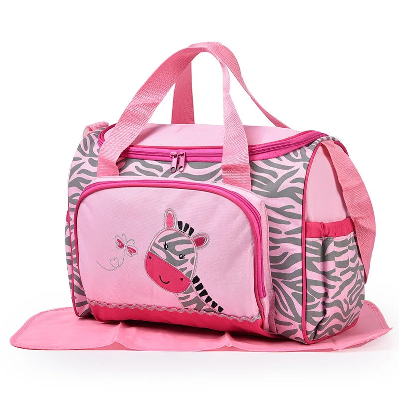 Fashionable cartoon embroidered single shoulder mommy bag with multifunctional and large capacity mother and baby diaper bag