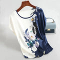 Plus Size Women's Silk Satin Blouse Spring Summer Floral - View 7 | SAMAG