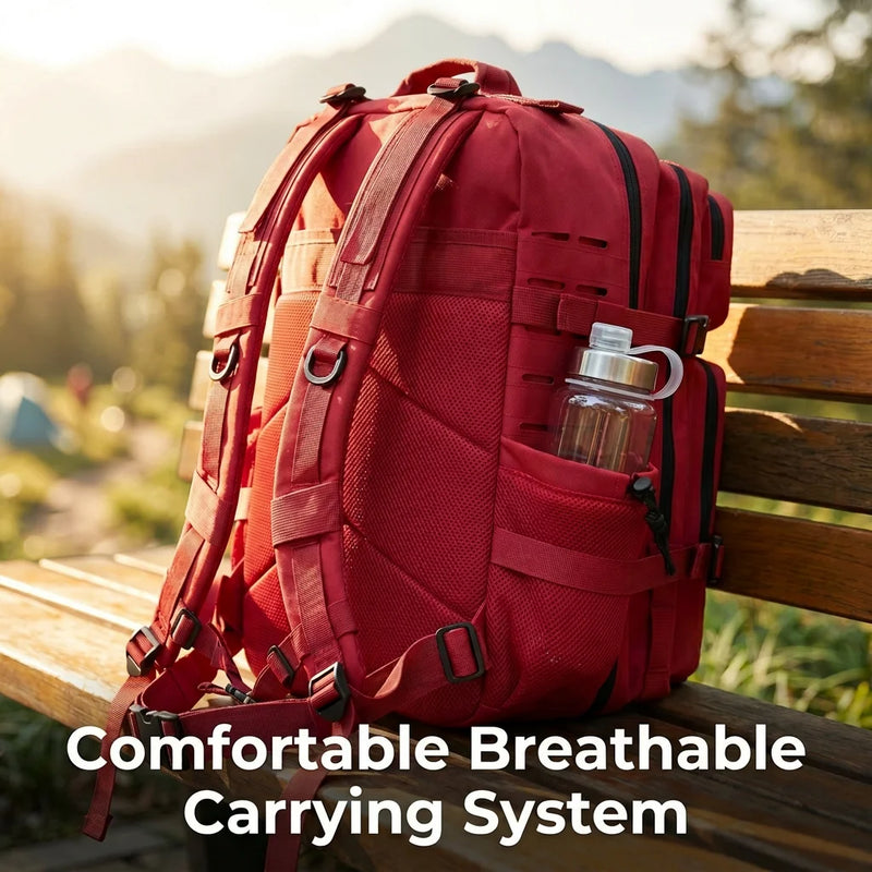 45L Large Capacity Tactical Hunting Backpack For Men With MOLLE Webbing System Dual Cup Holders Outdoor Survival Hiking Camping Rucksack For Wilderness Trip Travel Daily Work Commute Outdoor Camping Activities Gear Storage Ba