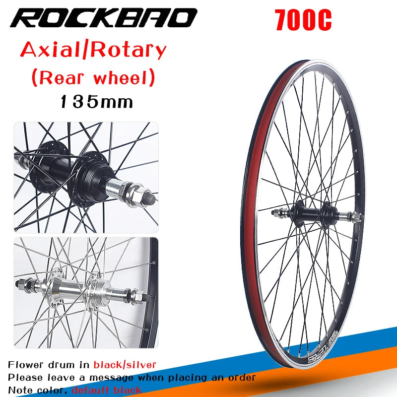 700C Road Bike Wheelset Parts V Brake 32H  100X135mm Double Layer Aluminum Alloy 2Bearing Hub Bicycle Wheel ROCKBAO