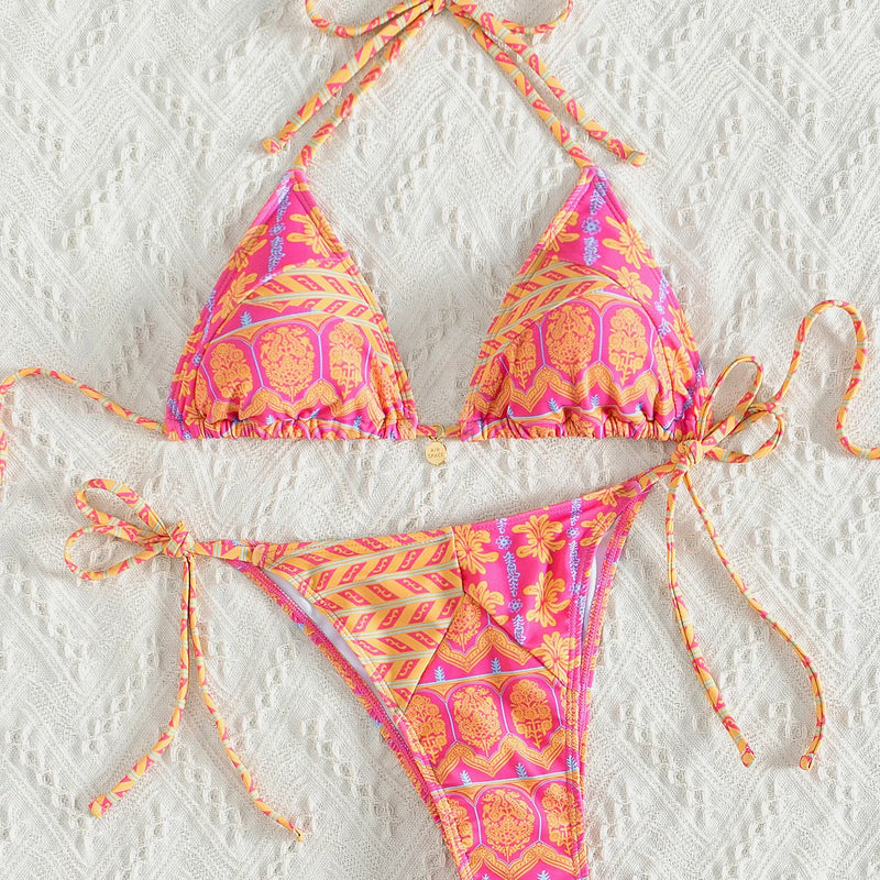 Women's Two Piece Bikini Set 2025, Sexy Triangle Push Up Swimsuit, Floral Print Bathing Suit, Beach Swimwear