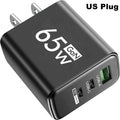 65W USB C GaN Charger 3 Ports Fast Charging Adapter 10A USB To Type C Data Cable PD USB QC3.0 Chargers for iPhone Samsung Xiaomi