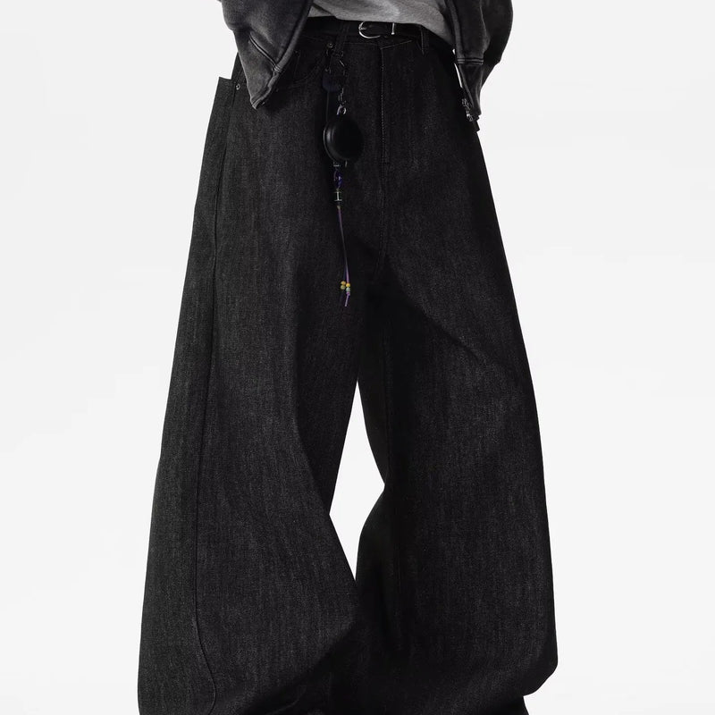 Retro Red Dragon Embroidery Wide Leg Knife Edge Jeans | SAMAG