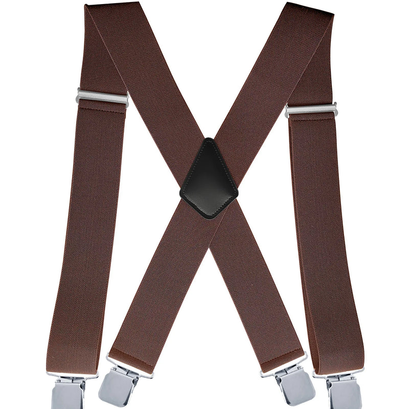 Men's Suspender Trousers Braces with Strong 2 inch Wide 4 Clips Heavy Duty for High Elastic X Style - Visuel 12 | SAMAG