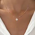 925 Sterling Silver Fashion Shiny Round Beads Halo Zircon Necklace For Women Engagement Wedding Fine - Visuel 2 | SAMAG
