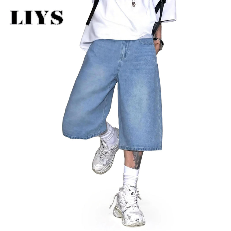 LIYS Men's Simple Light Blue Retro Ultra Baggy Wide-Leg | SAMAG