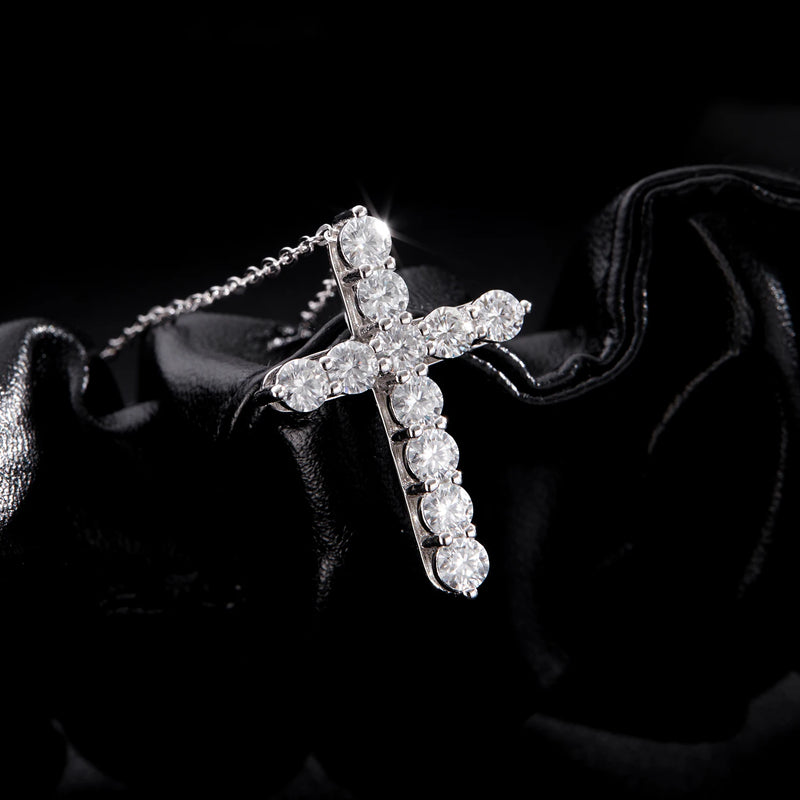 MODIAN D Color Moissanite Necklace 925 Sterling Silver Exquisite Cross Link Chain Pendant For Women Fine - Visuel 5 | SAMAG