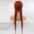 Synthetic Copper Red Braid Lace Front Wigs 360#Color Double Braided Wig Heat Resistant Fiber Long Braid Wig With Baby Hair