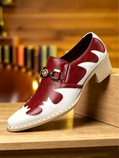 Breathable Comfort Low Heel Men Loafers White Red | SAMAG