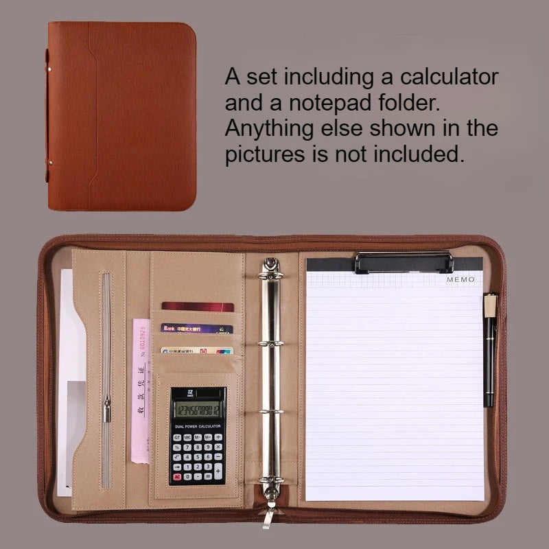 3pcs set Leather A4 Multifunction Ring Binder Manager Folder Business Office Portfolio Document Case Contract Organizer