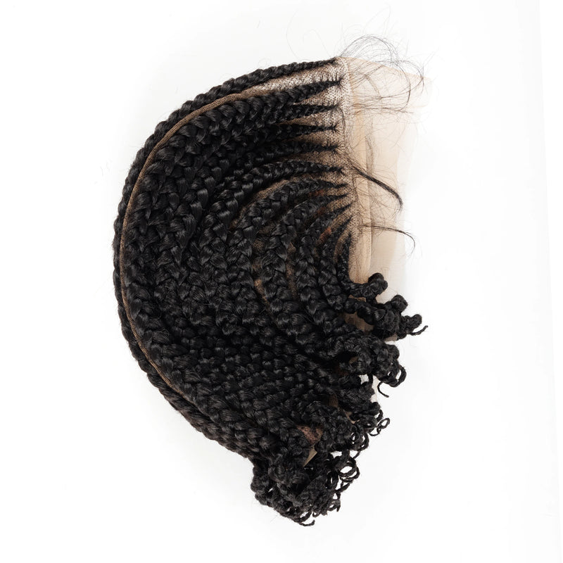 Short Full Lace Cornrow Braided Bob Wigs Synthetic Braided Lace Wig with Baby Hair Knotless Handmade Braids Wigs for Black Women