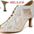 Black Latin Dance Shoes for Women Breathable Mesh Suede Sole Wedding Party Professional Ballroom Jazz Tango Training Dancing