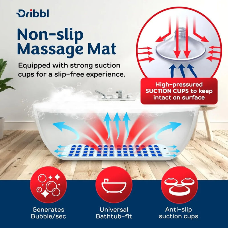 Electric Bubble Massage Bathtub Mat Non-Slip Waterproof Hot Tub Spa Mat with Heater Motorized Air Pump Remote Control 6 Speed