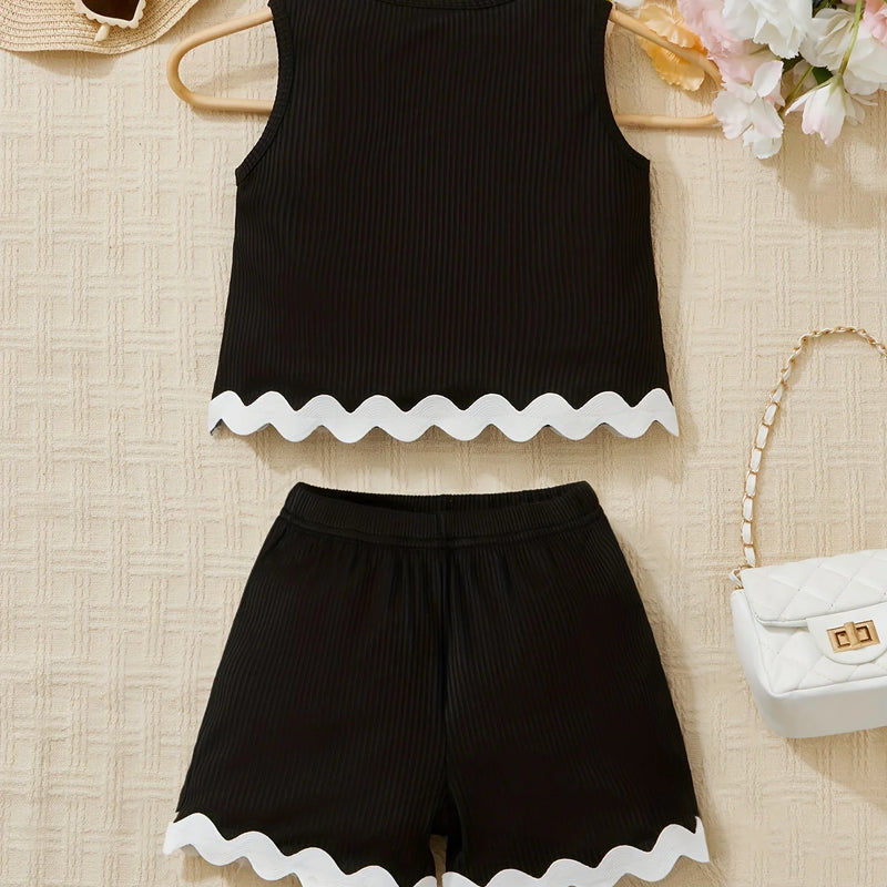 Ins Girls' Summer Outfit Set Young Vacation Style Solid - View 2 | SAMAG