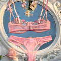 Sexy Lingerie Women Thin Transparent Lace See Through Female Erotic Underwear Bra And Panty Set Sleepwear Suit Embroidery Floral