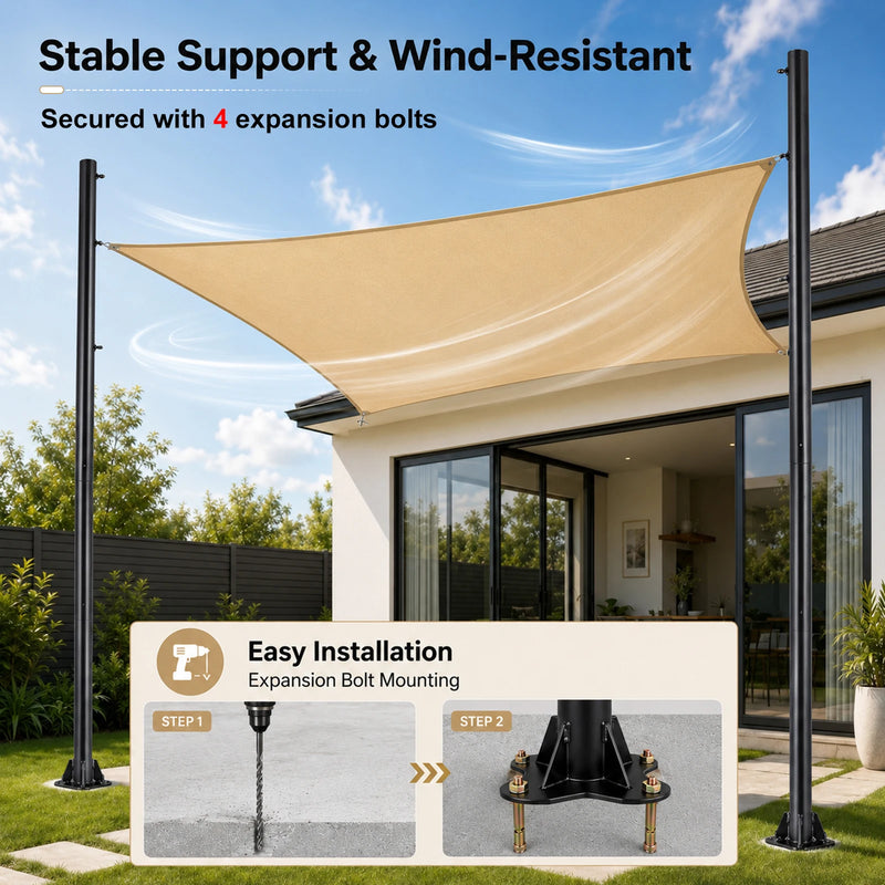 Extra Thick Sun Shade Poles 2 Pack 10FT Strong Steel - View 3 | SAMAG