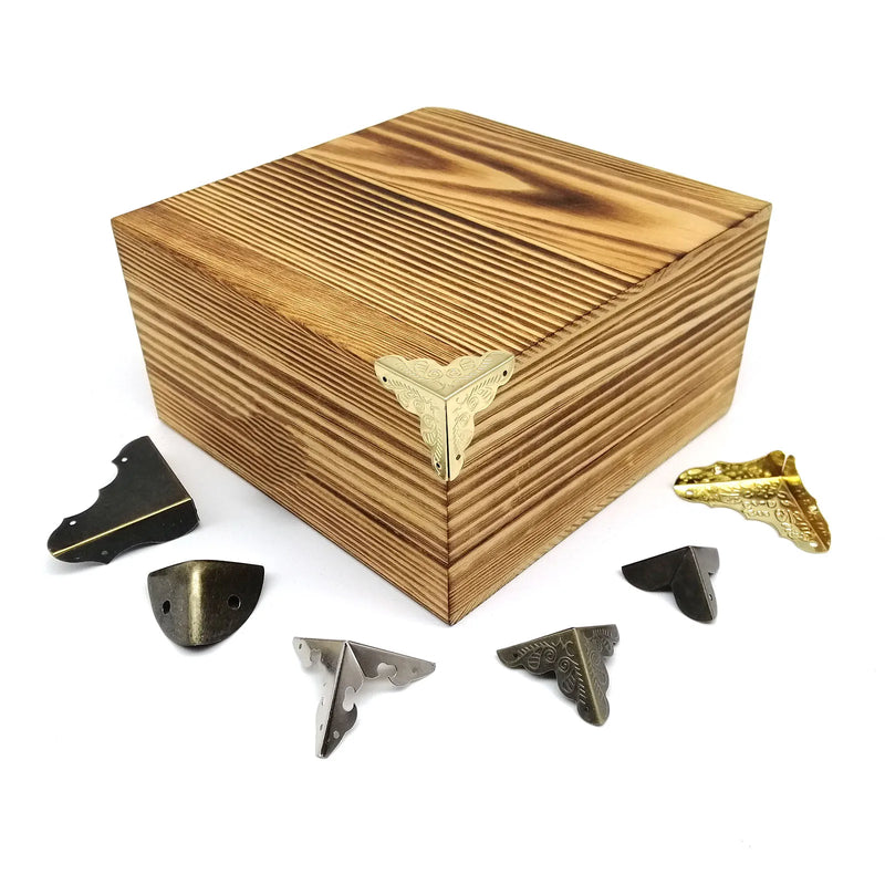 12pcs Decor Corner Protector Cover for Jewelry Chest Wine Gift Box Wooden Case Suitcase Antique Brass Bronze Golden Silver DIY