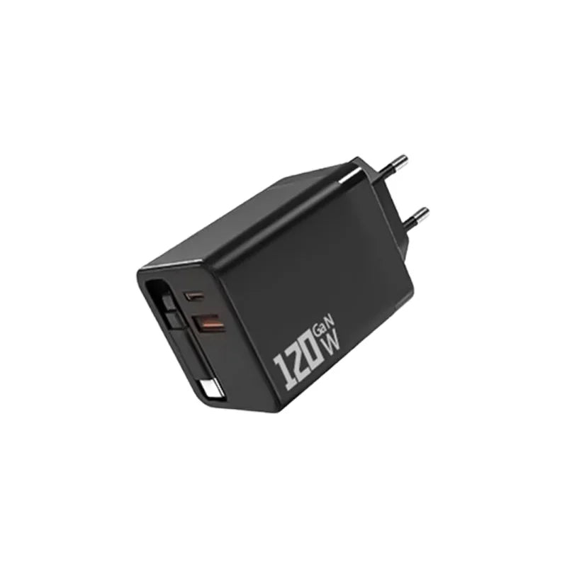 3 In 1 120W GaN Charger USB Type C Fast Charging Phone Charger Adapter With Retractable USB C Cable Wall Plug For iPhone Huawei