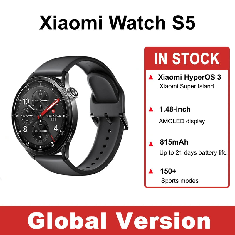 Global Version Xiaomi Watch S5 Smartwatch 1.48" AMOLED Screen 21 Days Battery Life All Day Health Monitoring 150+ Sports Modes
