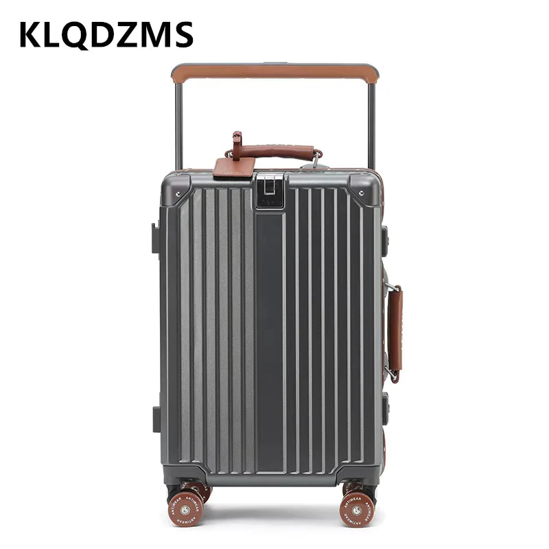 KLQDZMS 20"24"26"28 Inch High Quality Luggage Bag Multifunctional Boarding Box Large Capacity Aluminum Frame Trolley Suitcase