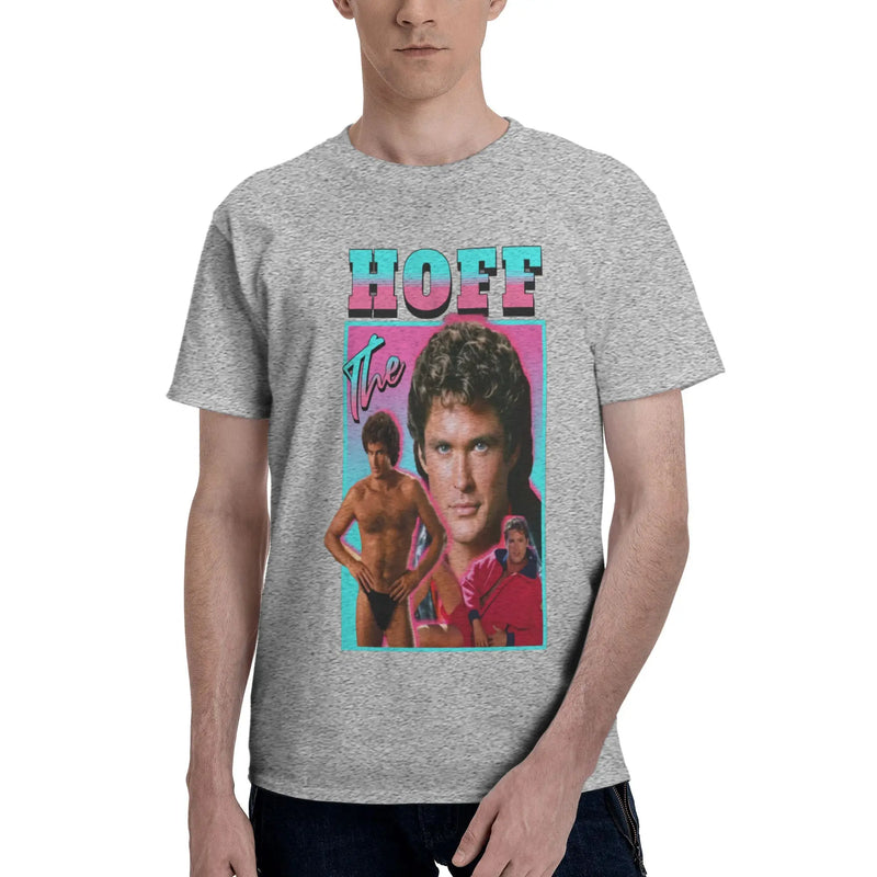 Custom Trendy David Hasselhoff T Shirt Men Short Sleeves Pure Cotton T-shirt Casual  Tee Tops Fashion Tshirt