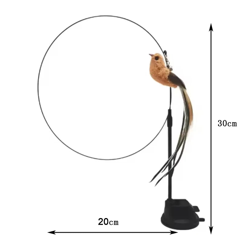 Cat toys cat self-sexy feather suction cup teasing cat stick with bell bird replacement head resistant to bite pet cat dog toys