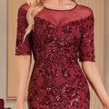 Luxury O-Neck Tulle Sequin Formal Evening Dress Women | SAMAG
